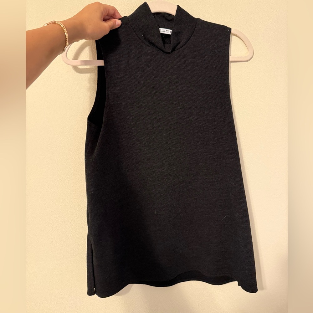 Zara Black Sleeveless Mock-Neck Tank
